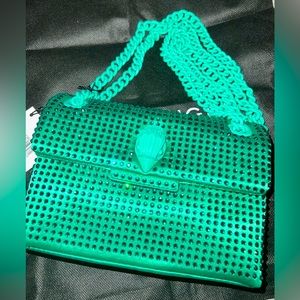 KURT GEIGER FABRIC MINI KENSINGTON IN GREEN